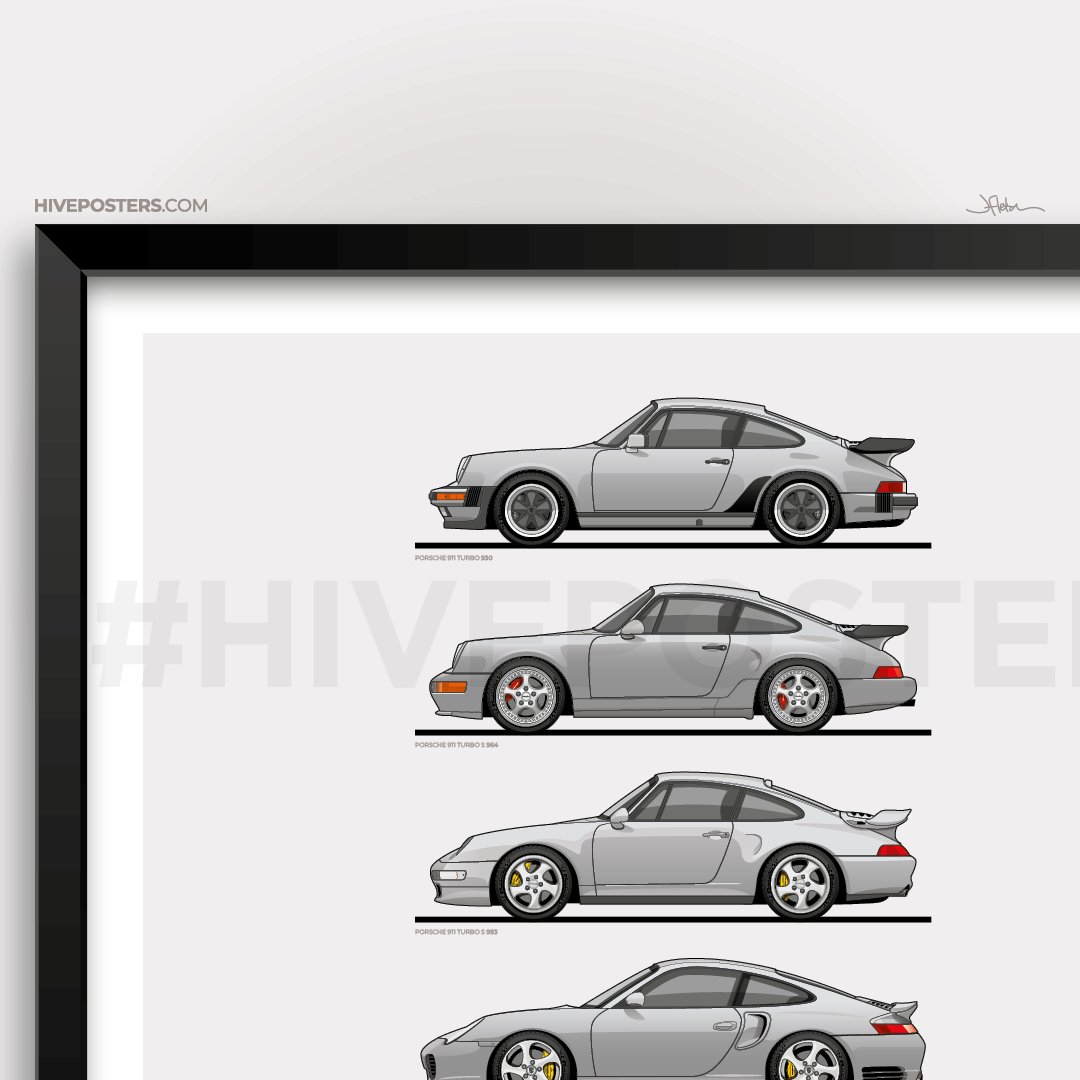 Porsche 911 Turbo Generations Poster SILVER | Hive Posters